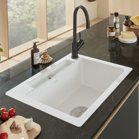 Villeroy & Boch Siluet 60 S Flat Einbauspüle, Ablaufgarnitur mit Handbetätigung