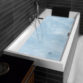 Villeroy & Boch Squaro Duo-Badewanne 170 x 75 cm, Airpool Entry, Technik Position 2, mit Trio Ablaufgarnitur