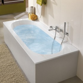 Villeroy & Boch Oberon Solo Badewanne 180 x 80 cm, Hydropool Entry, Technik Position 2, mit Trio Ablaufgarnitur