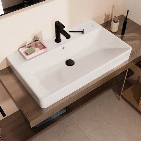 hansgrohe Xanuia Q Aufsatzwaschtisch geschliffen 800/480 mit Hahnloch und Überlauf