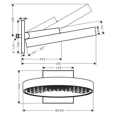hansgrohe Rainfinity Kopfbrause 360 1jet mit Wandanschluss