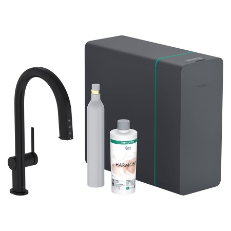 hansgrohe Aqittura M91 Filtersystem 210, Ausziehauslauf, 1jet, sBox, Starter Set, SodaSystem