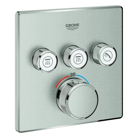 GROHE Grohtherm SmartControl Thermostat Fertigmontageset mit 3 Absperrventilen, eckige Ausführung