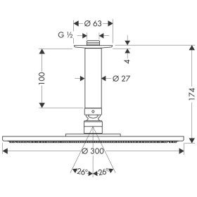 hansgrohe Raindance S Kopfbrause 300 1jet mit Deckenanschluss