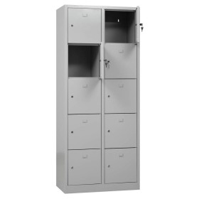 Wolfstahl Schliessfachschrank Stahl 10 Schliessfächer Zylinderschloss 80 x 45 x 190 cm