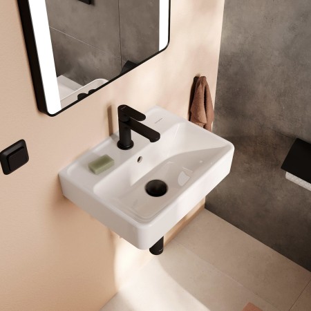 hansgrohe Xanuia Q Handwaschbecken 450/340 mit Hahnloch und Überlauf, SmartClean