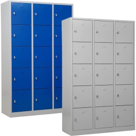 Wolfstahl Schliessfachschrank Stahl 15 Schliessfächer Drehriegelverschluss 119 x 45 x 190 cm Wolfstahl Schliessfachschrank Stahl 15 Schliessfächer Drehriegelverschluss 119 x 45 x 190 cm
