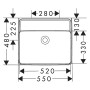 hansgrohe Xanuia Q Waschtisch 550/480 ohne Hahnloch und Überlauf
