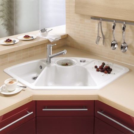 Villeroy & Boch Solo Eck-Einbauspüle, Ablaufgarnitur mit Excenterbetätigung