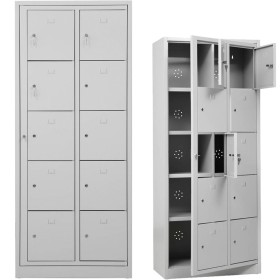 Wolfstahl Schliessfachschrank Stahl 10 Schliessfächer Zylinderschloss 80 x 45 x 190 cm Wolfstahl Schliessfachschrank Stahl 10 Schliessfächer Zylinderschloss 80 x 45 x 190 cm