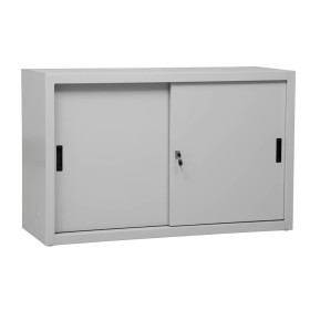 Wolfstahl Schiebetürenschrank Stahl 2 Fachböden lichtgrau 120 x 45 x 75 cm Wolfstahl Schiebetürenschrank Stahl 2 Fachböden lichtgrau 120 x 45 x 75 cm