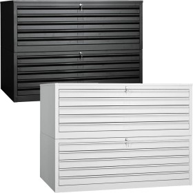 Wolfstahl Planschrank stahl 10 Schubladen 140 x 95 x 105 cm A0 lichtgrau - schwarz Wolfstahl Planschrank stahl 10 Schubladen 140 x 95 x 105 cm A0 lichtgrau - schwarz