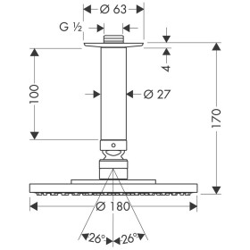 hansgrohe Raindance S Kopfbrause 180 1jet mit Deckenanschluss