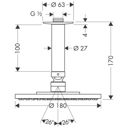 hansgrohe Raindance S Kopfbrause 180 1jet mit Deckenanschluss