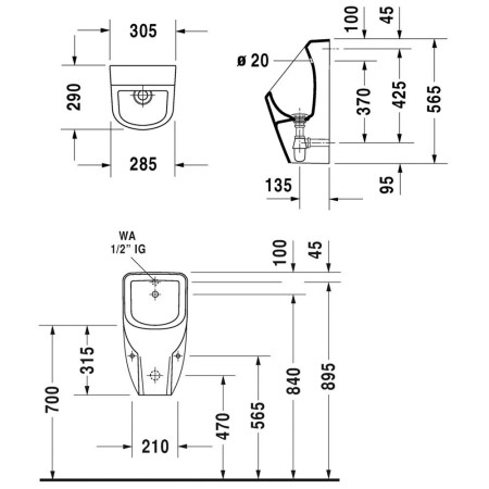Duravit D-Code Urinal, ohne Fliege