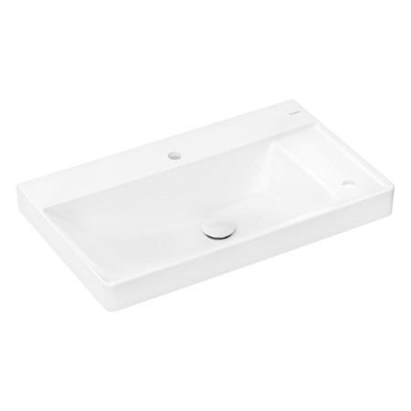 hansgrohe Xelu Q Waschbecken mit Ablage rechts 80 x 48 cm ungeschliffen, mit 2x 1 Hahnloch