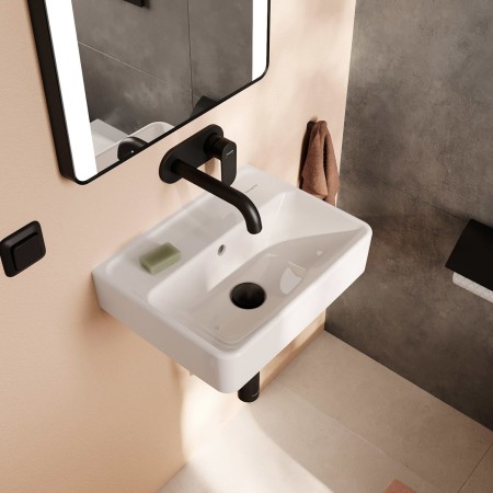 hansgrohe Xanuia Q Handwaschbecken 450/340 ohne Hahnloch mit Überlauf, SmartClean