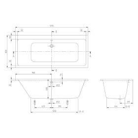Villeroy & Boch Taro rechteckige Badewanne 180 x 80 cm