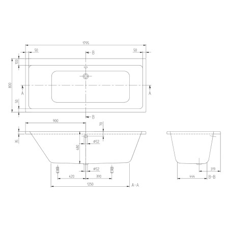 Villeroy & Boch Taro rechteckige Badewanne 180 x 80 cm