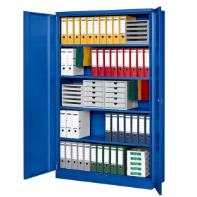 Wolfstahl Büro Stahlschrank - Aktenschrank Enzianblau abschliessbar 120x42x195cm, aufgebaut Wolfstahl Büro Stahlschrank - Aktenschrank Enzianblau abschliessbar 120x42x195cm, aufgebaut