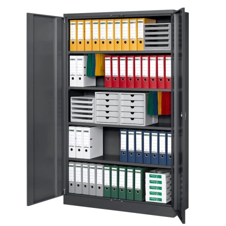 Wolfstahl Büro Stahlschrank - Aktenschrank Anthrazit abschliessbar 120x42x195cm, aufgebaut