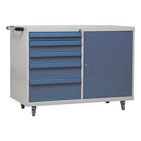 Wolfstahl Werkstattwagen mit Flügeltürenfach stahl 5 Schubladen 109x60x84cm lichtgrau - enzianblau Wolfstahl Werkstattwagen mit Flügeltürenfach stahl 5 Schubladen 109x60x84cm lichtgrau - enzianblau
