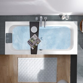 Villeroy & Boch Loop & Friends Square Duo Badewanne 180 x 80 cm, Hydropool Entry, Technik Position 1, mit Trio Ablaufgarnitur