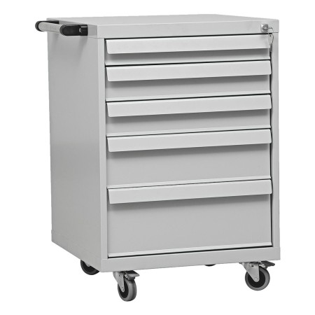 Wolfstahl Werkstattwagen stahl 5 Schubladen 56x60x84cm lichtgrau - enzianblau