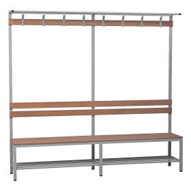 Wolfstahl Sitzbank Stahl & Holz, mit Haken und Schuhrost 200x40x40cm lichtgrau - buche Wolfstahl Sitzbank Stahl & Holz, mit Haken und Schuhrost 200x40x40cm lichtgrau - buche