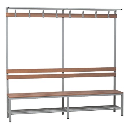 Wolfstahl Sitzbank Stahl & Holz, mit Haken und Schuhrost 200x40x40cm lichtgrau - buche