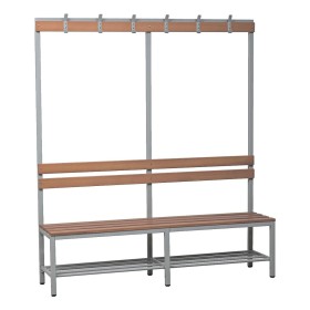 Wolfstahl Sitzbank Stahl & Holz, mit Haken und Schuhrost 160x40x40cm lichtgrau - buche Wolfstahl Sitzbank Stahl & Holz, mit Haken und Schuhrost 160x40x40cm lichtgrau - buche