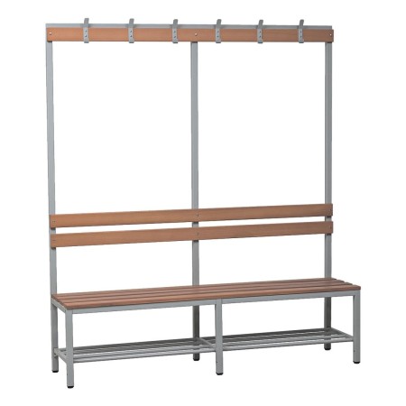 Wolfstahl Sitzbank Stahl & Holz, mit Haken und Schuhrost 160x40x40cm lichtgrau - buche