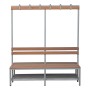Wolfstahl Doppel-Sitzbank Stahl & Holz, mit Haken und Schuhrost 200x40x40cm lichtgrau - buche