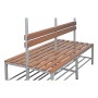 Wolfstahl Doppel-Sitzbank Stahl & Holz, mit Haken und Schuhrost 200x40x40cm lichtgrau - buche