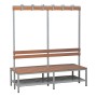 Wolfstahl Doppel-Sitzbank Stahl & Holz, mit Haken und Schuhrost 160x40x40cm lichtgrau - buche