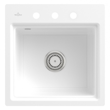 Villeroy & Boch Subway Style 50 S FLAT flächenbündige Spüle, Ablaufgarnitur mit Handbetätigung, inkl. Abtropfgitter