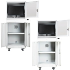 Wolfstahl PC-Schrank stahl, abschliessbar, 68x60x170cm lichtgrau - verkehrsweiss Wolfstahl PC-Schrank stahl, abschliessbar, 68x60x170cm lichtgrau - verkehrsweiss