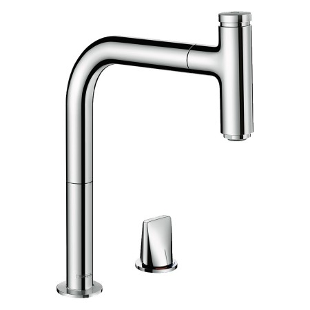 hansgrohe Metris Select M71 2-Loch Einhebel-Küchenarmatur 200 Eco, Ausziehauslauf, 1jet, sBox