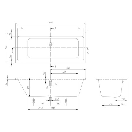 Villeroy & Boch Taro rechteckige Badewanne 170 x 75 cm