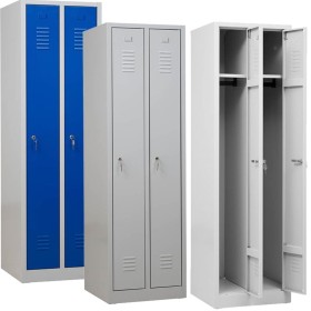 Wolfstahl Garderobenschrank Kleiderspind 2 Schliessfächer Zylinderschloss Lichtgrau - Enzianblau Wolfstahl Garderobenschrank Kleiderspind 2 Schliessfächer Zylinderschloss Lichtgrau - Enzianblau