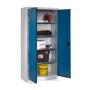 Armadio in acciaio Wolfstahl per officina - Armadio in materiale blu genziana-grigio chiaro chiudibile 92x42x195cm, smontato