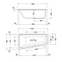 Duravit No. 1 Trapez-Badewanne 160 x 85 cm mit 1 Rückenschräge links