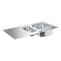 GROHE K200 Edelstahl-Einbauspüle 96,5 x 50 cm mit 1,5 Becken und Abtropffläche, reversible