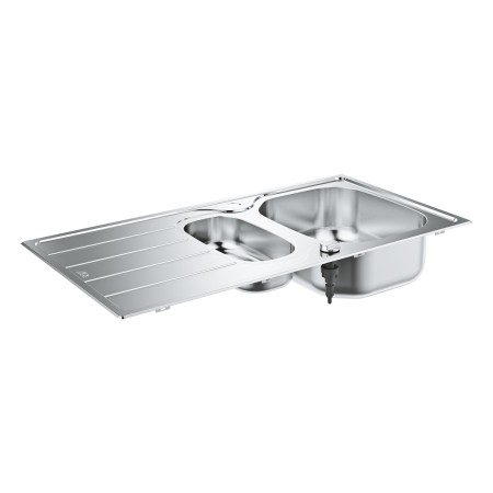 GROHE K200 Edelstahl-Einbauspüle 96,5 x 50 cm mit 1,5 Becken und Abtropffläche, reversible