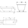 Geberit Tawa Rechteckbadewanne, schmaler Rand 180 x 80 cm