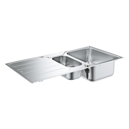 GROHE K500 Edelstahl-Einbauspüle 100 x 50 cm mit 1,5 Becken und Abtropffläche, reversible