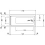 Duravit Starck Rechteck Whirlwanne 170 x 75 cm mit Combi-System E, einer Rückenschräge