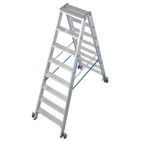 Stabilo Stufen-Doppelleiter, fahrbar 2x8 Stufen Stabilo Stufen-Doppelleiter, fahrbar 2x8 Stufen