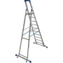 Stabilo Stufen-Stehleiter, fahrbar mit Traverse 10 Stufen