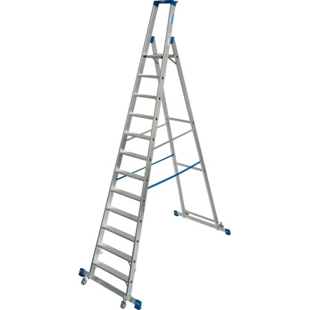 Stabilo Stufen-Stehleiter, fahrbar mit Traverse 12 Stufen